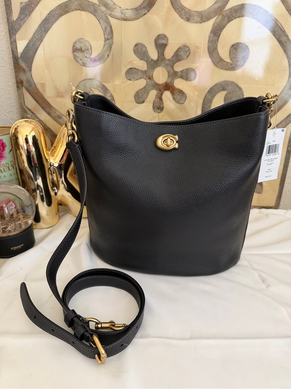 Coach Black Pebble Leather Willow Bucket Bag  NWT Sold out CW624